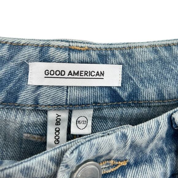 Good American Good Boy Jeans with Pleats Shadow Pocket Blue Size 15 33 - Picture 10 of 12